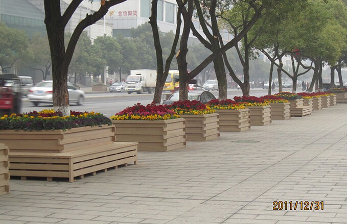 Attractive Wood Plastic Composite Street Flower Boxes