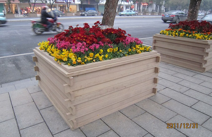 Attractive Wood Plastic Composite Street Flower Boxes